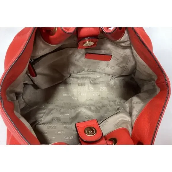 Michael Kors Authentic Red Leather Shoulder Bag Purse - Picture 5 of 5